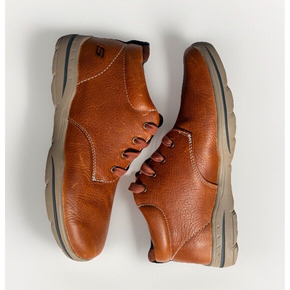 Skecher’s Men’s Harper Meldon Chukka Boots Brown Leather Lace Up Cushioned 7 M - Picture 7 of 11